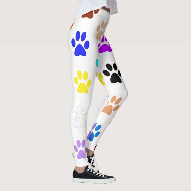 Paws Rainbow Womens Leggings Personalizadas (Direita)