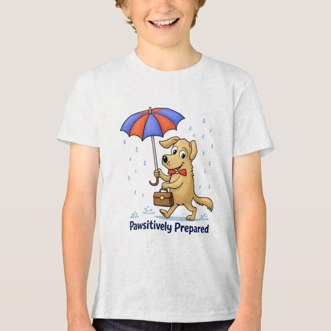Pawsitively Prepared – Cute Dog with Umbrella (Frente)