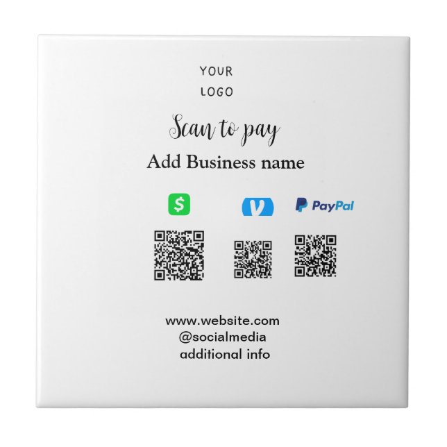 Paypal Cashapp venmo scanear para pagar QR adicion (Frente)