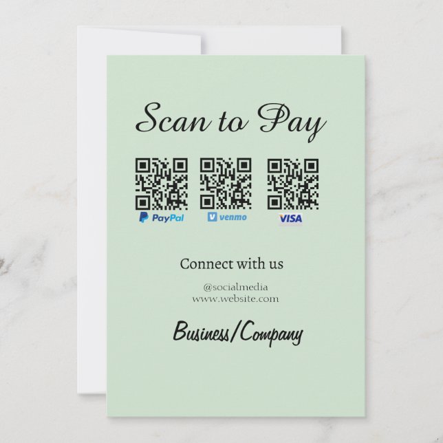 paypal venmo cartão visa scan para pagar QR mídia  (Frente)