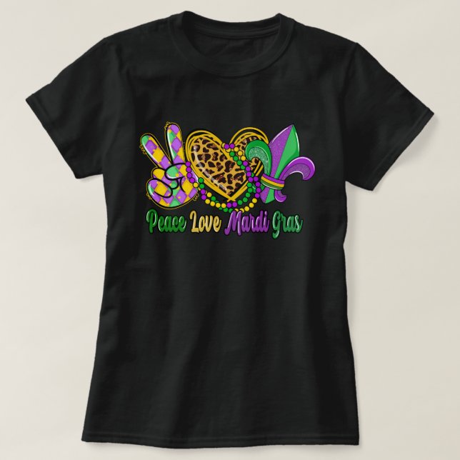 🎭 Paz Ama Camiseta Mardi Gras - Festivo e Diverti (Frente do Design)