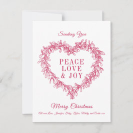 Paz, amor, alegria, coração vermelho, Natal