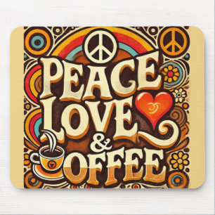 Paz, Amor, & Café Retro Mousepad