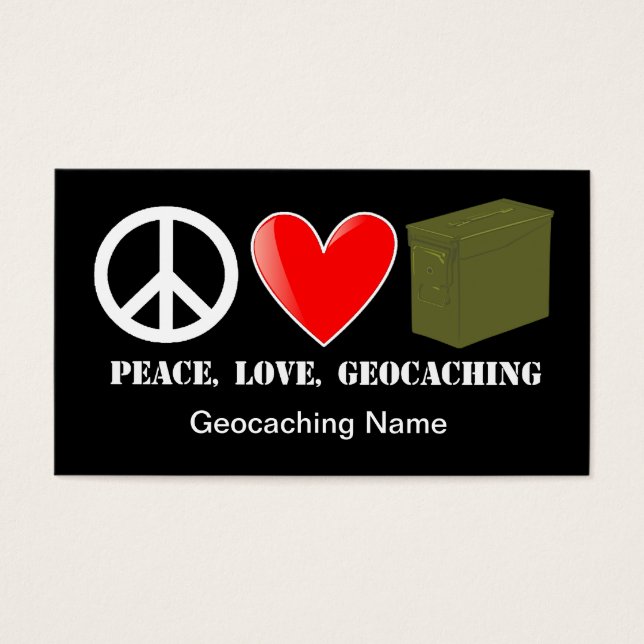 Paz, Amor, Cartão de Estoque Geocaching (Frente)