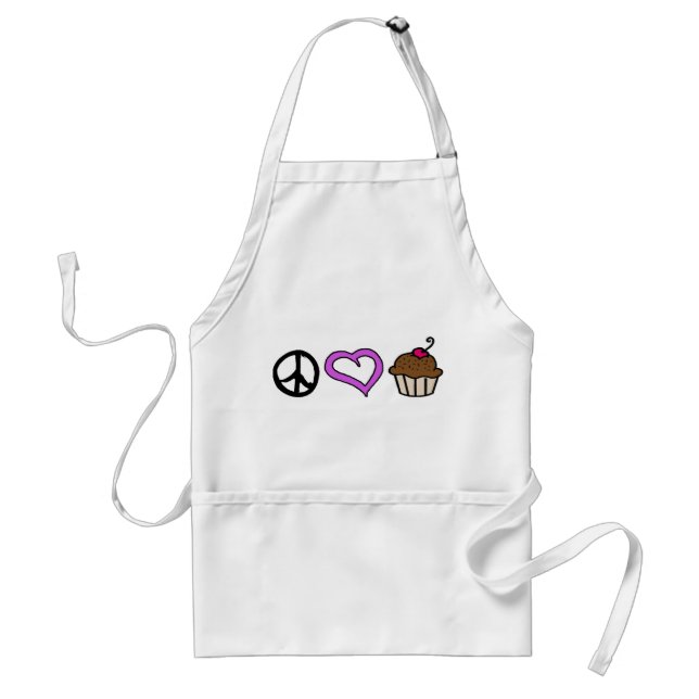 Paz, amor & cupcakes! Avental - roxo (Frente)