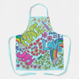 Paz, Amor, Joy. Retro design, 1960, em azul