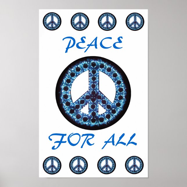 paz azul para todos os poster (Frente)