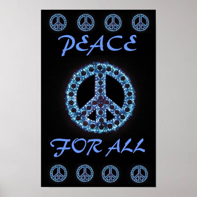 paz azul para todos os poster (Frente)