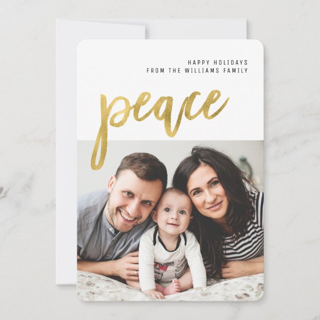 Paz | Cartão de Férias Fotográficas para Caligrafi (Frente)