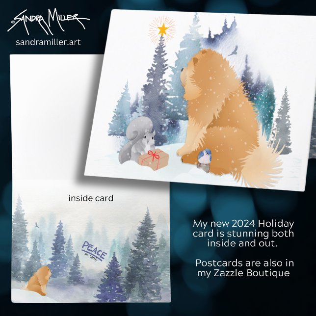 PAZ Cartões de arte de férias do cão Chow OLHE POR (Criador carregado)