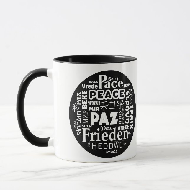Paz da caneca de café em línguas múltiplas (Esquerda)
