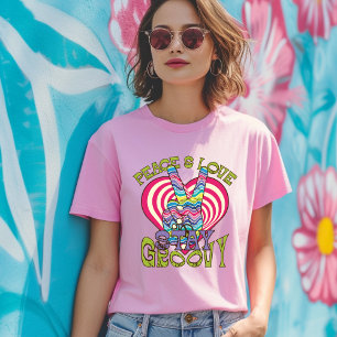 Paz e Amor Mantenham-Se Em Camiseta