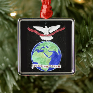 Paz em enfeites de natal da terra