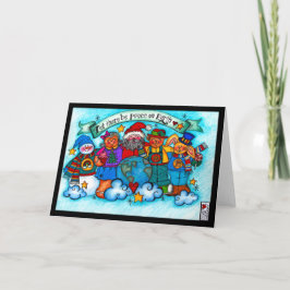 Paz em Papais noeis da Terra e Cartão de Amigos