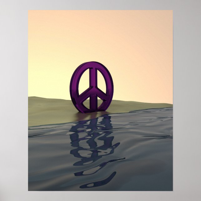 Paz em um Poster de Arte Digital de Praia (Frente)