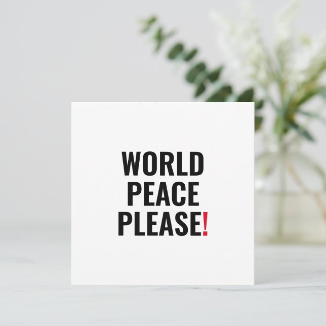 Paz mundial, por favor, sem guerra branco preto ve (Em pé/Frente)