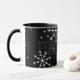 Paz na caneca do floco de neve da terra