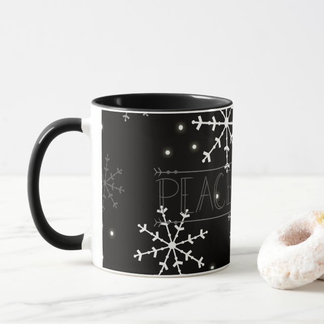 Paz na caneca do floco de neve da terra (Com Donut)