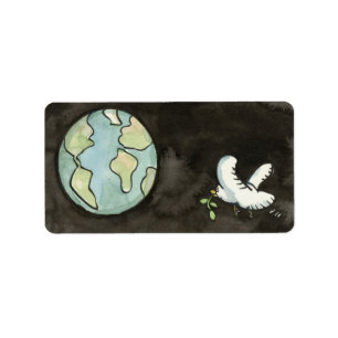 Paz na etiqueta de endereço da terra