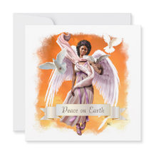 Paz na Terra. Cartões de Natal Afro Angel Flat