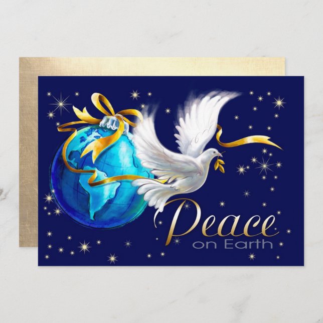 Paz na Terra. Cartões de Natal Simples Corporativo (Frente/Verso)