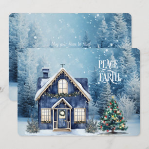 Paz na Terra Cena de Inverno Azul Casa de Natal