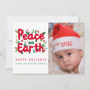 PAZ NO Cartão de Natal PERSONALIZADO DE FOTO DA TE