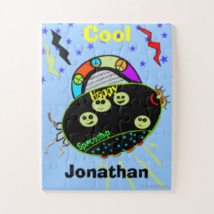 Paz simboliza Quebra-cabeça de nave espacial feliz