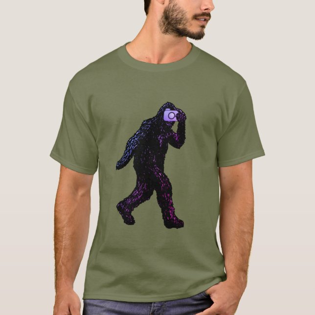 Pé Grande com Câmera - Camiseta Divertida de Selfi (Frente)