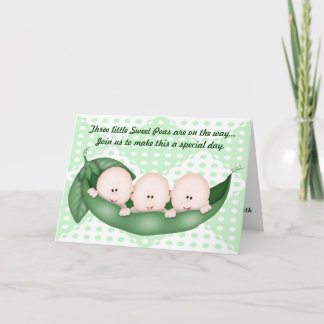 Pea Chá de fraldas Verde Triplets em Convite Pod