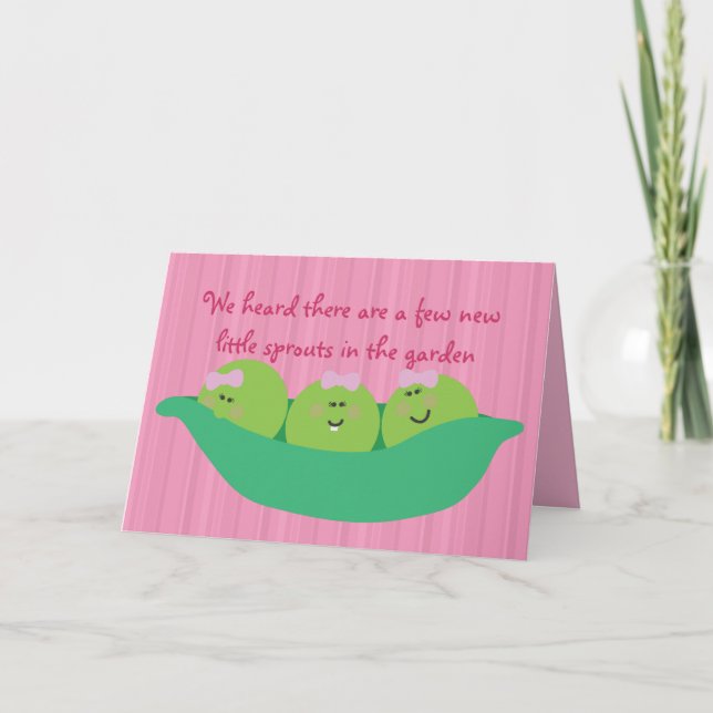 Pea Pod Pals Novas Meninas Cartão de Parabéns (Frente)