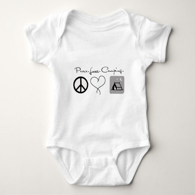 Peace Love acampando camisas de bebês (Frente)