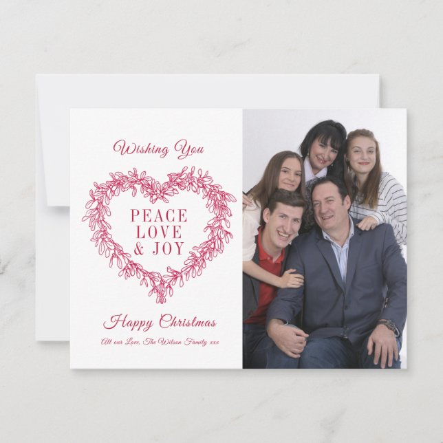 Peace Love alegria red mistoofote do coração Natal (Frente)