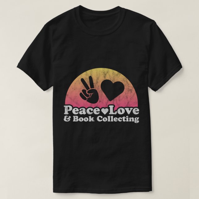 Peace Love and Book Collecting Pullover Hoodie Cop (Frente do Design)