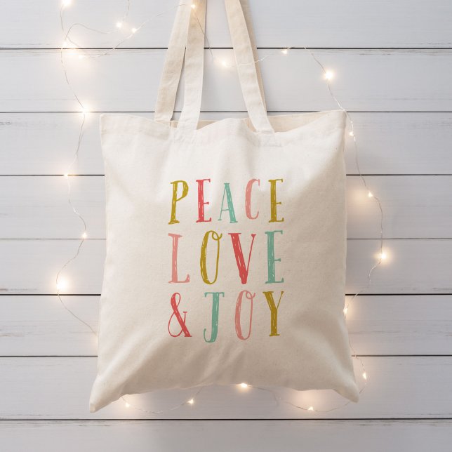 Peace Love and Joy Whimsical Holiday Bolsa (Criador carregado)