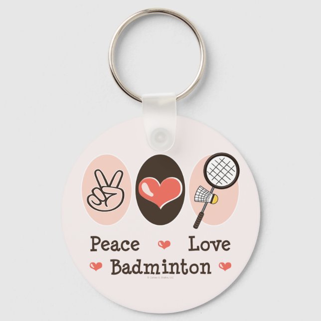 Peace Love Badminton Chaveiro (Frente)