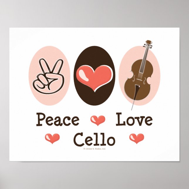 Peace Love Cello Poster (Frente)