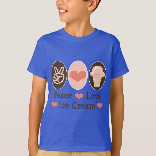 Peace Love - Crianças Sorvetes - Camisa orgânica (Frente)