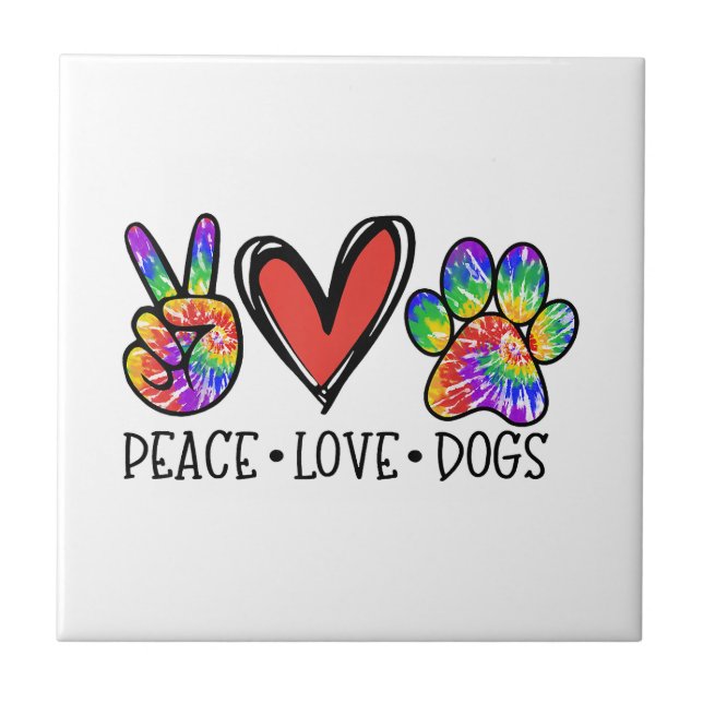 Peace Love Dogs Paws Tie Dye Rainbow Animal Rescut (Frente)