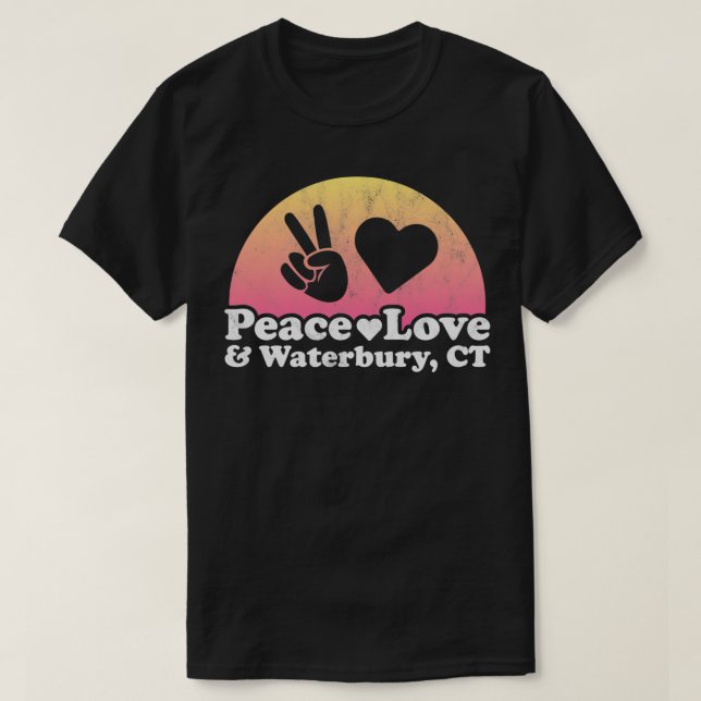 Peace Love e Waterbury, CT Connecticut Pullover (Frente do Design)