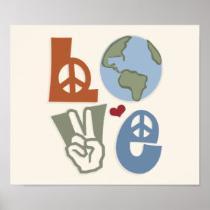 Peace Love Earth Poster Impressão