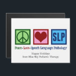 Peace Love SLP Language Pathology Magnet<br><div class="desc">Cartão de Natal magnético para a Patologia da Língua do Amor pela Paz. Ímanes lindos do SLP para um fonoaudiólogo que se formou em língua falante e trabalha com comunicação.</div>
