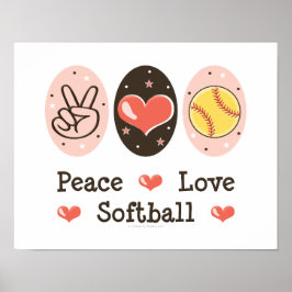 Peace Love Softball Poster Impressão