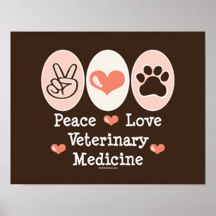 Peace Love Veterinary Medicine Poster