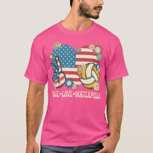 Peace Love Water Polo American Flag Patriótico Wat