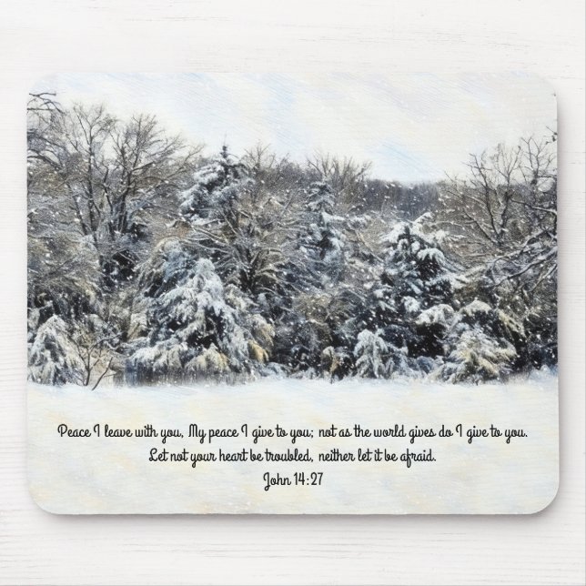 Peace Snow Meadow Bible Verse Faith Mouse Pad (Frente)