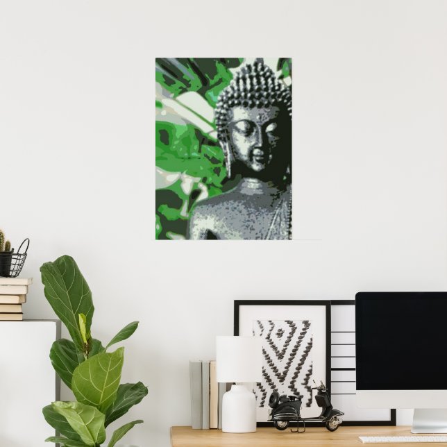 Peaceful Buddha Meditation Poster – Close-Up Zen (Escritório em casa)