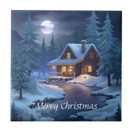 Peaceful Cabin in Winter Forest