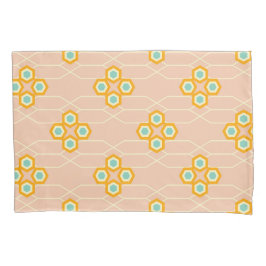 Peach background hexagonal floral pattern 