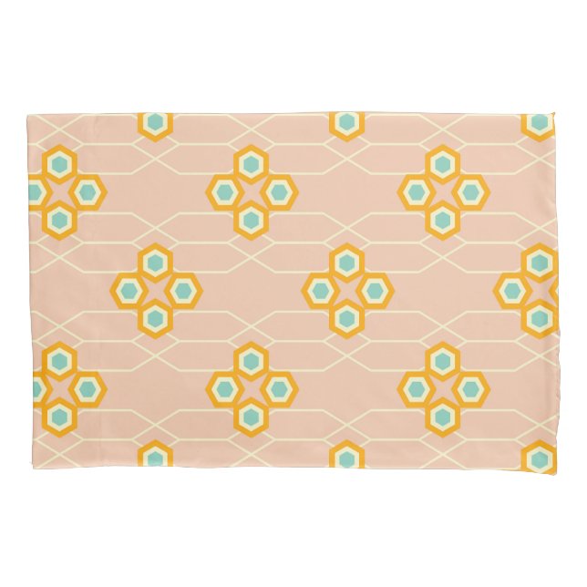 Peach background hexagonal floral pattern  (Frente-Esquerda)
